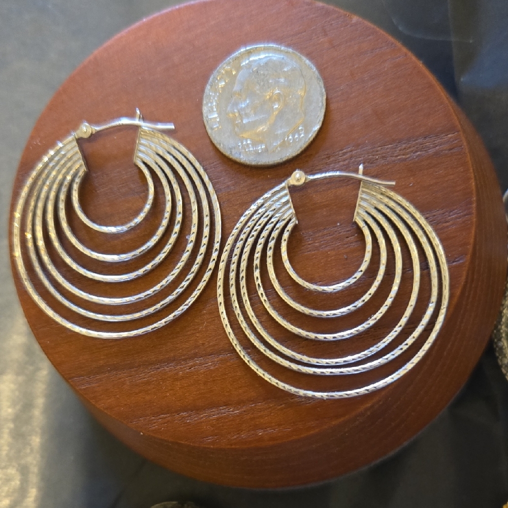 New Elegant Silver Hoop Earrings 925 Sterling